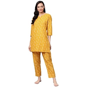 anubhutee Womens Cotton Floral Straight Night Suit