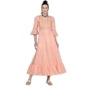 anubhutee Women39s Maxi Cotton Lavender Mirror Work