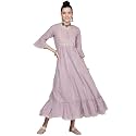 anubhutee Women39s Maxi Cotton Lavender Mirror Work
