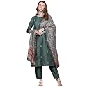 anubhutee Women39s Muslin Green Floral Embroidered Straight