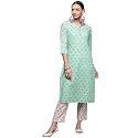 anubhutee Women39s Turquoise Handwork Printed Kurta Set