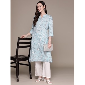 anubhutee Womens Viscose Rayon Blue Ethnic Motifs