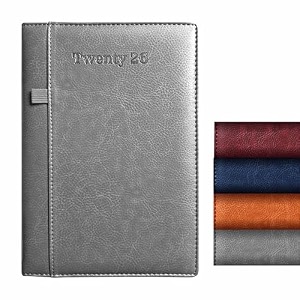 anupam exec 2027 diary with dates - b5 25x17cm 80 gsm daily planner full page per day with monthly calendar 365 days new year diary pen holder leather pu cover daily diary for office - grey