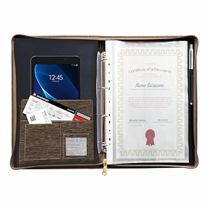 anupam multipurpose portfolio premium file folders for certificates documents holder document bag portfolio executive file  a4 5 leafs strong zipper  men amp women brown