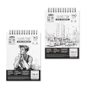 Anupam Sketch-O Sketchbook A6 | 50 Sheets 100 Pages | 140GSM | Durable Acid Free Drawing Paper | Top Spiral-Bound Sketchpad for Artists &amp; Professionals for Marker Colored Pencil Charcoal (Set of 2)