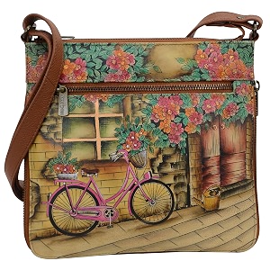 Anuschka Womens Leather Crossbody Bag - Hand-Painted