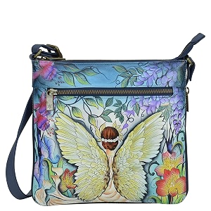 Anuschka Womens Leather Crossbody Bag - Hand-Painted
