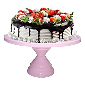 non revolving cake stand pedestal 1134 diameter top strong metal pink