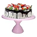 Non Revolving Cake Stand Pedestal 11" Diameter (Top), Strong Metal (Pink)