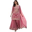 Anveri Women39s Pink Embroidered Kurta with Sharara