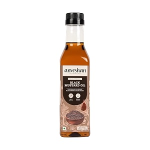 anveshan wood pressed black mustard oil - 500ml cold pressed - extracted on wooden churner  plastic can  kolhu kacchi ghani chekku  perfect blend of health taste amp aroma