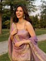 anvilam Satin Pink Kurta set Embroidered Kurta