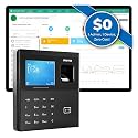 ANVIZ Time Clocks for Employees Small Business - CX2 Fingerprint Biometric Clock in and Out Machine - Forever Free Cloud Software, Black