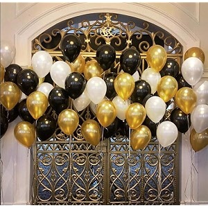 pack of 100 golden black white latex metallic hd balloons 1034 inch best for happy birthday party supplies theme party decoration anniversary wedding