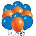 Pack of 100 Orange, Blue Latex Metallic HD Balloons 10" Inch Best for Happy Birthday Party Supplies, Theme Party Decoration, Anniversary, Wedding