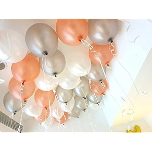 pack of 100 rosegold silver white latex metallic hd balloons 1034 inch best for happy birthday party supplies theme party decoration anniversary wedding