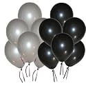 Pack of 100 Silver, Black Latex Metallic HD Balloons 10" Inch Best for Happy Birthday Party Supplies, Theme Party Decoration, Anniversary, Wedding