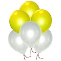 Pack of 100 Yellow, White Latex Metallic HD Balloons 10" Inch Best for Happy Birthday Party Supplies, Theme Party Decoration, Anniversary, Wedding
