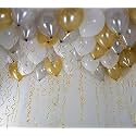 Pack of 150 Golden, Silver, White Latex Metallic HD Balloons 10" Inch Best for Happy Birthday Party Supplies, Theme Party Decoration, Anniversary, Wedding