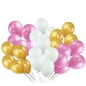 Pack of 150 Golden, White, Pink Latex Metallic HD Balloons 10" Inch Best for Happy Birthday Party Supplies, Theme Party Decoration, Anniversary, Wedding