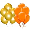Pack of 150 Orange, Golden Latex Metallic HD Balloons 10" Inch Best for Happy Birthday Party Supplies, Theme Party Decoration, Anniversary, Wedding