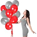 Pack of 150 Red, Silver Latex Metallic HD Balloons 10" Inch Best for Happy Birthday Party Supplies, Theme Party Decoration, Anniversary, Wedding