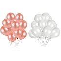 Pack of 150 Rosegold, White Latex Metallic HD Balloons 10" Inch Best for Happy Birthday Party Supplies, Theme Party Decoration, Anniversary, Wedding