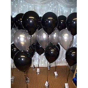 pack of 150 silver black latex metallic hd balloons 1034 inch best for happy birthday party supplies theme party decoration anniversary wedding