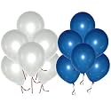 Pack of 200 Blue, White Latex Metallic HD Balloons 10" Inch Best for Happy Birthday Party Supplies, Theme Party Decoration, Anniversary, Wedding