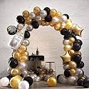 Pack of 200 Golden, Black Latex Metallic HD Balloons 10" Inch Best for Happy Birthday Party Supplies, Theme Party Decoration, Anniversary, Wedding