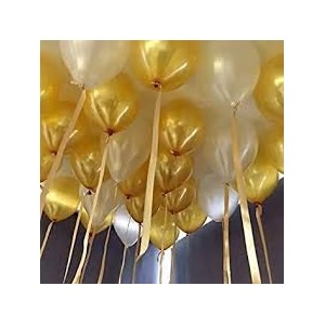 pack of 200 golden white latex metallic hd balloons 1034 inch best for happy birthday party supplies theme party decoration anniversary wedding