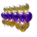 Pack of 200 Purple, Golden Latex Metallic HD Balloons 10" Inch Best for Happy Birthday Party Supplies, Theme Party Decoration, Anniversary, Wedding