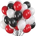 Pack of 200 Red, White, Black Latex Metallic HD Balloons 10" Inch Best for Happy Birthday Party Supplies, Theme Party Decoration, Anniversary, Wedding