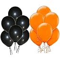 Pack of 25 Black, Orange Latex Metallic HD Balloons 10" Inch Best for Happy Birthday Party Supplies, Theme Party Decoration, Anniversary, Wedding