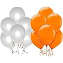Pack of 25 Orange, White Latex Metallic HD Balloons 10" Inch Best for Happy Birthday Party Supplies, Theme Party Decoration, Anniversary, Wedding
