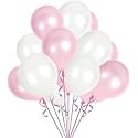 Pack of 25 Pink, White Latex Metallic HD Balloons 10" Inch Best for Happy Birthday Party Supplies, Theme Party Decoration, Anniversary, Wedding