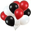 Pack of 25 Red, White, Black Latex Metallic HD Balloons 10" Inch Best for Happy Birthday Party Supplies, Theme Party Decoration, Anniversary, Wedding