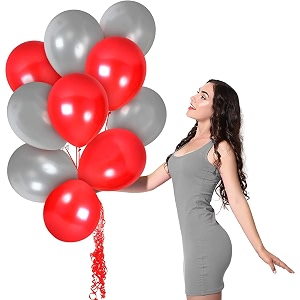 pack of 250 red silver latex metallic hd balloons 1034 inch best for happy birthday party supplies theme party decoration anniversary wedding