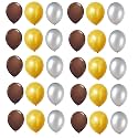 Pack of 30 Golden, Silver, Brown Latex Metallic HD Balloons 10" Inch Best for Happy Birthday Party Supplies, Theme Party Decoration, Anniversary, Wedding