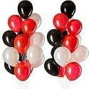 Pack of 30 Red, White, Black Latex Metallic HD Balloons 10" Inch Best for Happy Birthday Party Supplies, Theme Party Decoration, Anniversary, Wedding