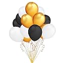 Pack of 40 Golden, Black, White Latex Metallic HD Balloons 10" Inch Best for Happy Birthday Party Supplies, Theme Party Decoration, Anniversary, Wedding