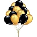 Pack of 50 Golden, Black Latex Metallic HD Balloons 10" Inch Best for Happy Birthday Party Supplies, Theme Party Decoration, Anniversary, Wedding