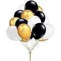Pack of 50 Golden, Black, White Latex Metallic HD Balloons 10" Inch Best for Happy Birthday Party Supplies, Theme Party Decoration, Anniversary, Wedding