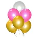 Pack of 50 Golden, White, Pink Latex Metallic HD Balloons 10" Inch Best for Happy Birthday Party Supplies, Theme Party Decoration, Anniversary, Wedding