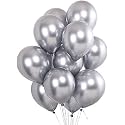 Pack of 50 Silver Latex Metallic HD Balloons 10" Inch Best for Happy Birthday Party Supplies, Theme Party Decoration, Anniversary, Wedding