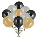 Pack of 60 Golden, Silver, Black Latex Metallic HD Balloons 10" Inch Best for Happy Birthday Party Supplies, Theme Party Decoration, Anniversary, Wedding