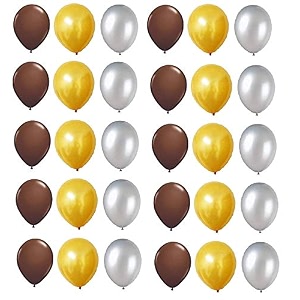 pack of 60 golden silver brown latex metallic hd balloons 1034 inch best for happy birthday party supplies theme party decoration anniversary wedding