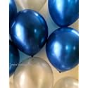 Pack of 60 Silver, Blue Latex Metallic HD Balloons 10" Inch Best for Happy Birthday Party Supplies, Theme Party Decoration, Anniversary, Wedding