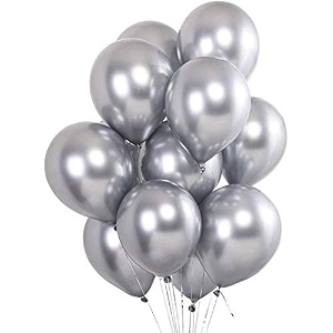 pack of 60 silver latex metallic hd balloons 1034 inch best for happy birthday party supplies theme party decoration anniversary wedding