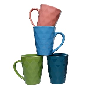 anwaliya matcha series ceramic coffee mug set of 4 300ml handcrafted design tea cups stackable chip resistant large serving green tea cups diamond color may vary